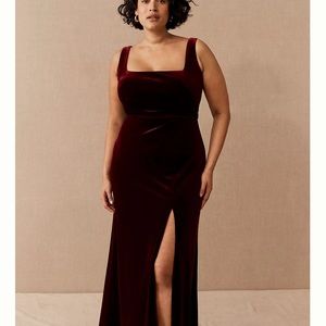 Jenny Yoo Velvet Burgundy Gown (Bridesmaid Dress)